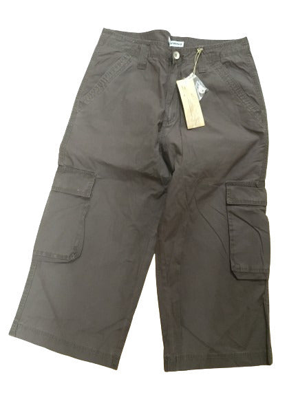 Premium Men's Brown 3/4 Cotton Cargo Shorts Army Military Style Small 30in