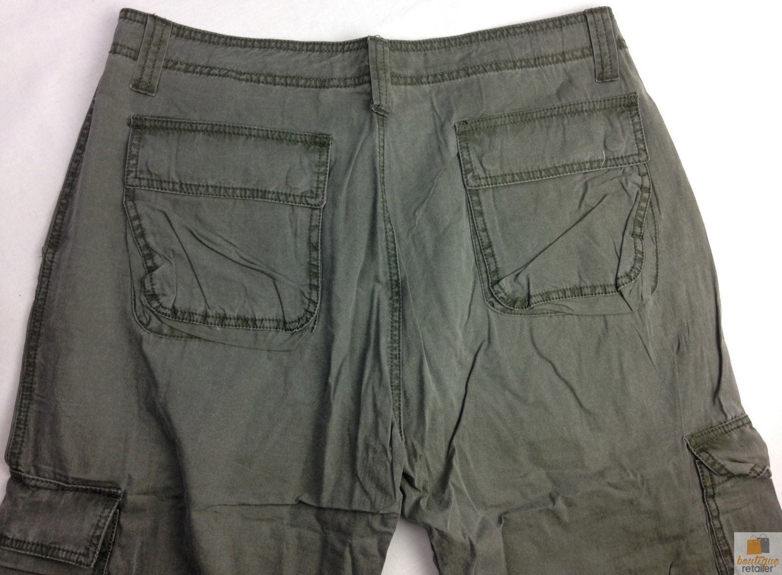 Premium Men's Olive 3/4 Cotton Cargo Shorts Army Military Style Small 30in