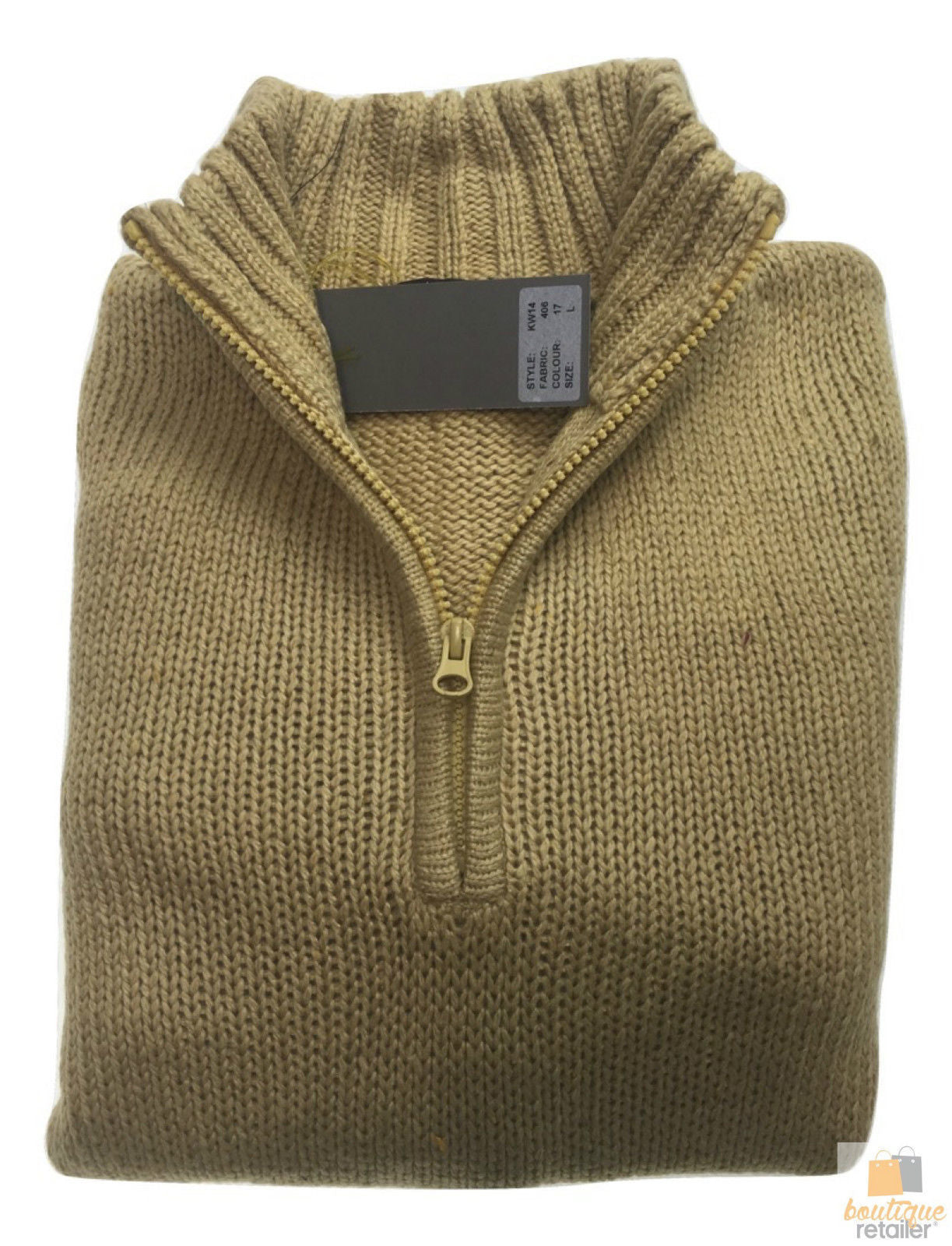 Premium Men's Maize Half Zip Knit Jumper Winter Sweater M