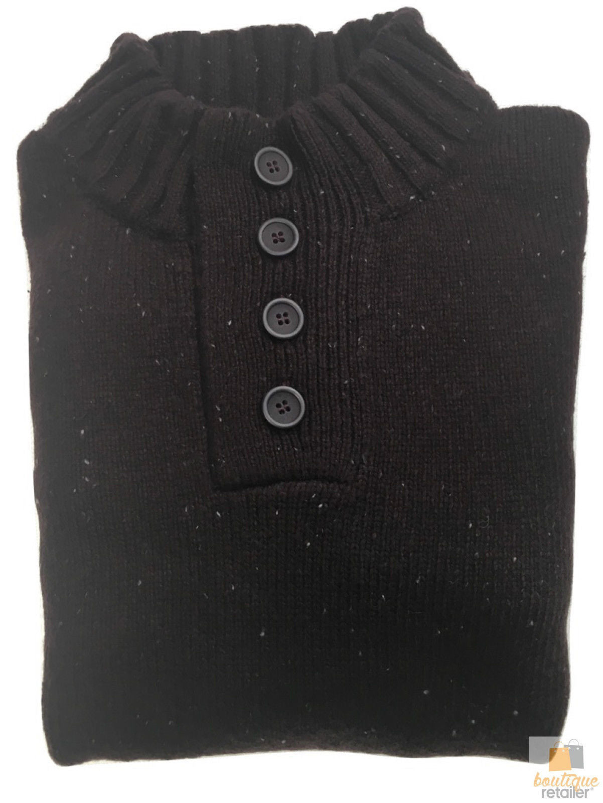 Premium Men's Mulberry 4 Button Knit Jumper Winter Sweater S