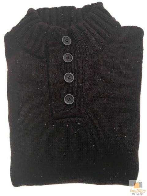 Premium Men's Mulberry 4 Button Knit Jumper Winter Sweater S
