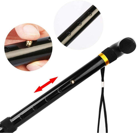 Folding Walking Stick Travel Cane Compact Adjustable 80-91cm Black - SuperSaverAU - view 2
