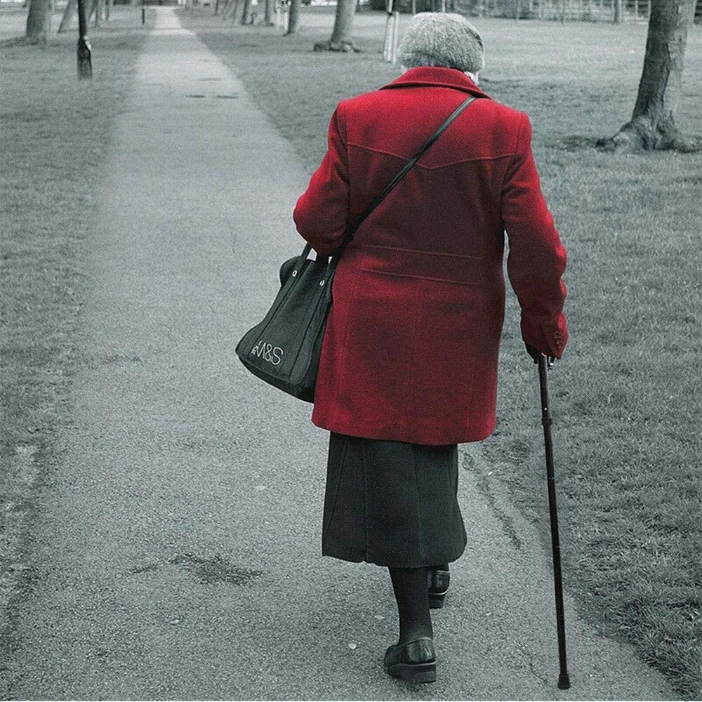 Premium Silver Adjustable Folding Walking Stick Travel Cane with Non-Slip Rubber Tip