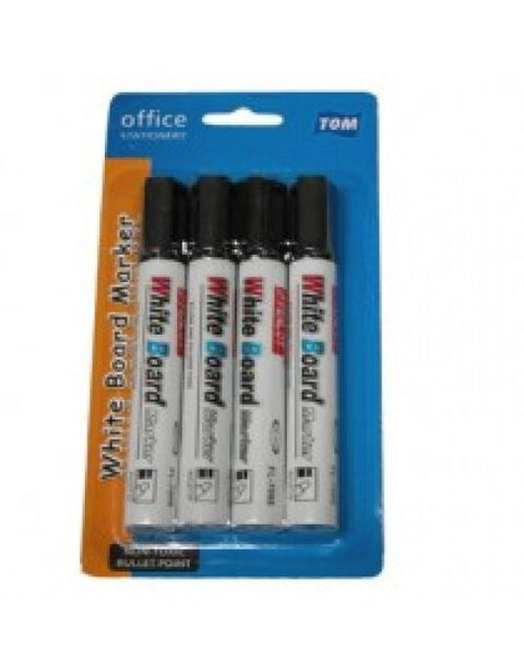 Premium Black Whiteboard Marker Pens Fine Nib - 4 Pack