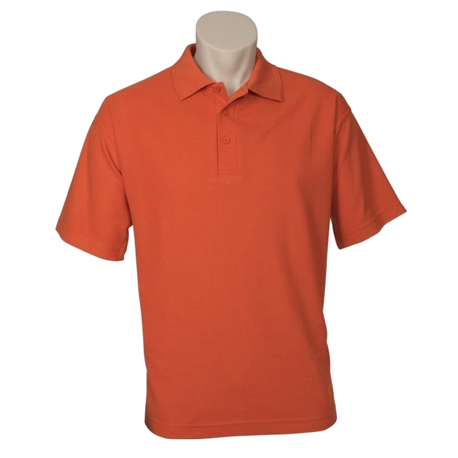 Premium Men's Orange Pique Knit Short Sleeve Polo Shirt L