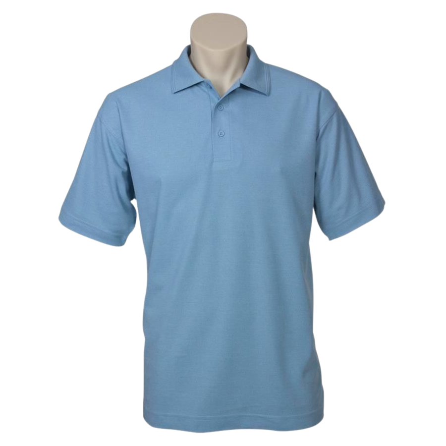 Premium Men's Sky Blue Pique Knit Short Sleeve Polo Shirt XL