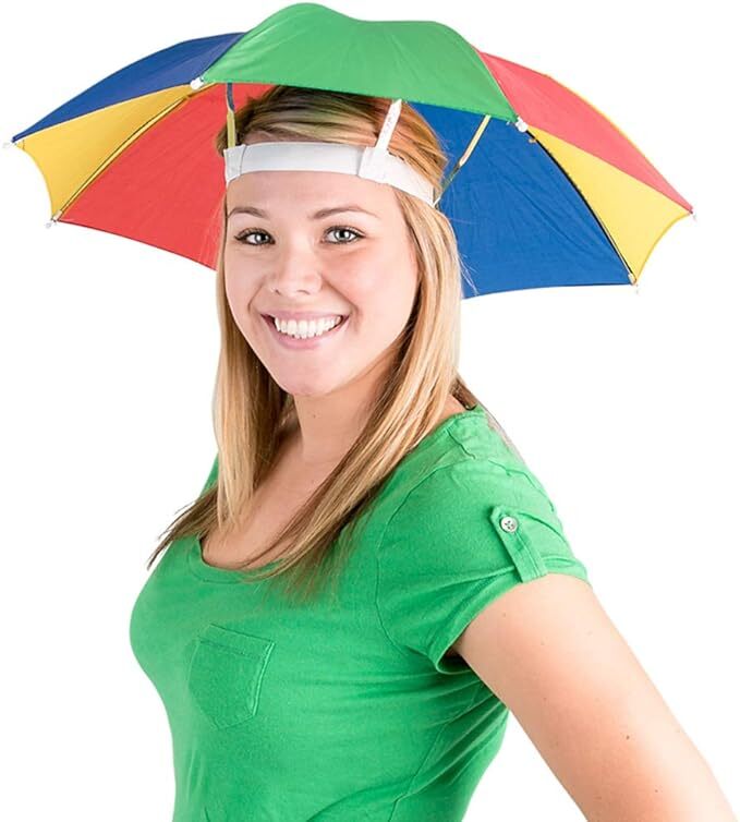 RAINBOW UMBRELLA HAT Rain Novelty Cap Costume Outdoor Camping Beach Fishing - SuperSaverAU - view 1