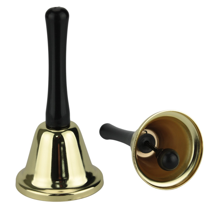 Premium Santa Bell with Wooden Handle - Gold