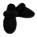 Premium Women's Black Genuine Sheepskin Scuff Slippers Size 6