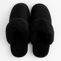 Premium Women's Black Genuine Sheepskin Scuff Slippers Size 7