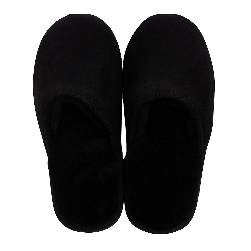 Sheepskin Wool Mens Slippers Scuffs Slip On Winter Ugg Slippers in Black - 8