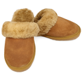 Premium Women's Chestnut Genuine Sheepskin Scuff Slippers Size 10