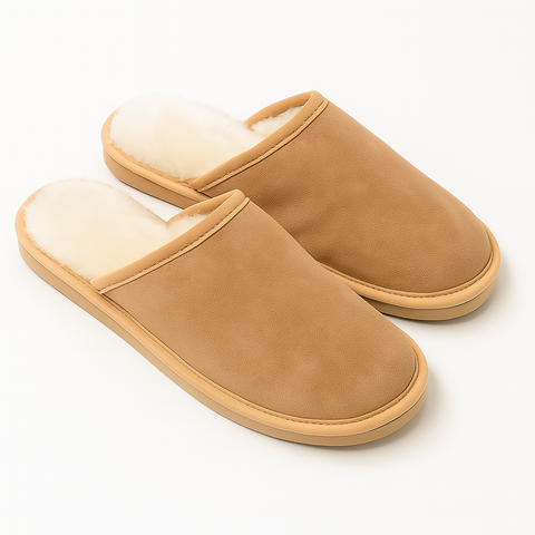 Premium Unisex Chestnut Sheepskin Wool UGG Scuff Slippers Size 8