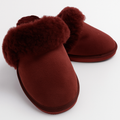Premium Women's Burgundy Red Sheepskin Wool UGG Scuff Slippers Size 7