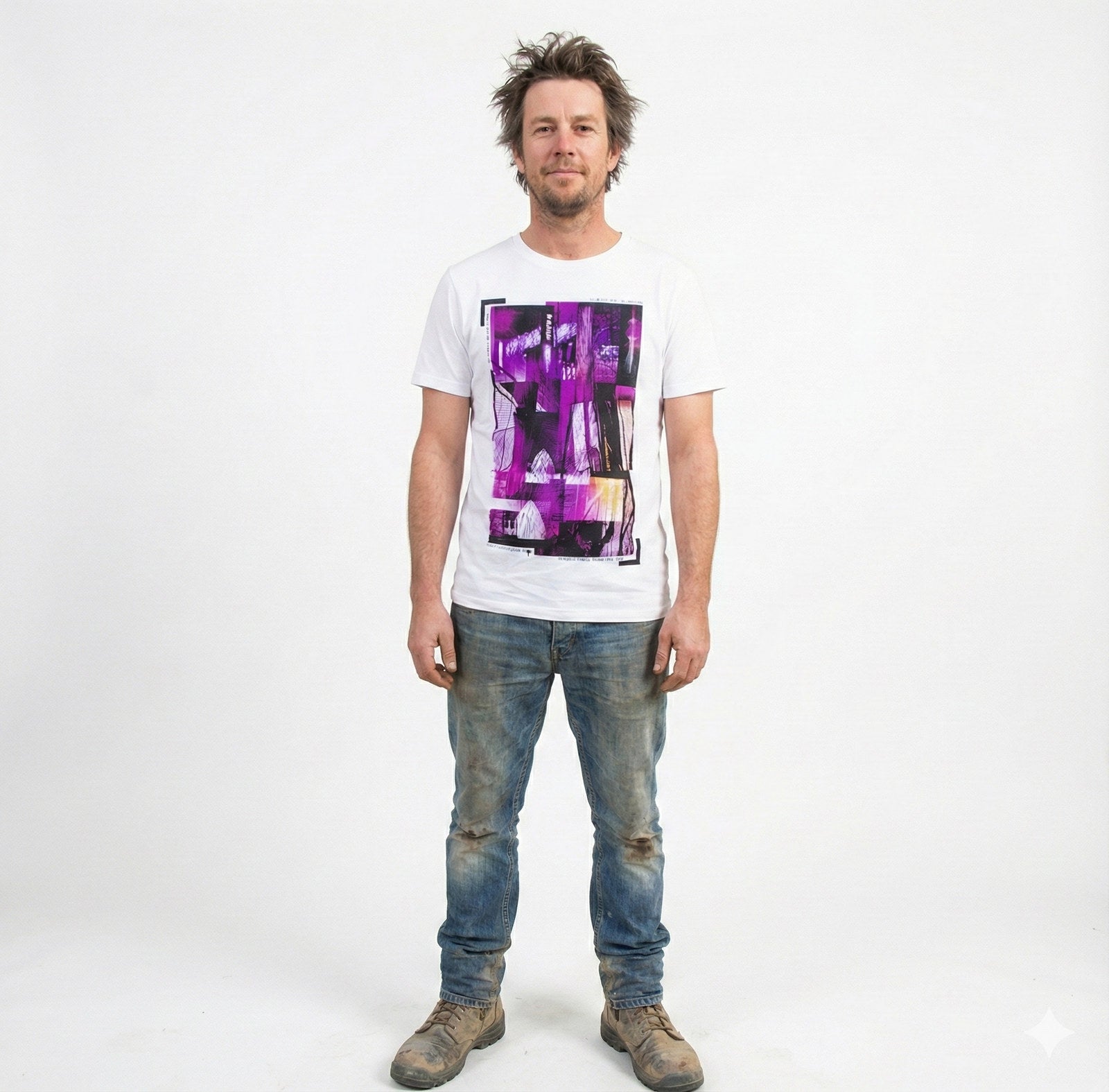 Premium White 100% Cotton Printed Slim Fit T-Shirt L