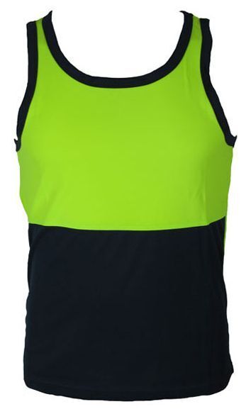 Hi Vis SINGLET Work Wear Safety Tank Top Fluro Mesh UPF50+ - Lime - Small - SuperSaverAU - view 2