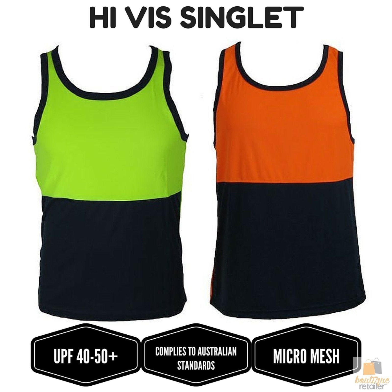 Premium Lime Hi Vis Micro Mesh Safety Singlet XXL
