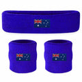 Premium Terry Towelling Headband & Wristband Set - Australia Flag