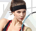 WRISTBAND & HEADBAND SET Tennis Terry Towelling Cotton Sweat Band Team Gym  - Black - SuperSaverAU - view 3