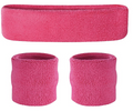 Premium Terry Towelling Headband & Wristband Set - Hot Pink