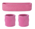 Premium Terry Towelling Headband & Wristband Set - Light Pink