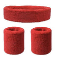 Premium Terry Towelling Headband & Wristband Set - Red