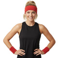 Premium Terry Towelling Headband & Wristband Set - Red