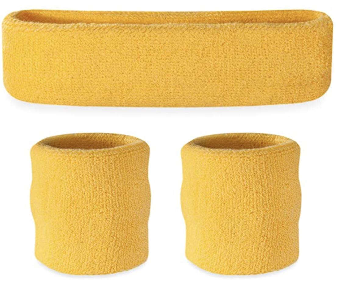 Premium Terry Towelling Headband & Wristband Set - Yellow
