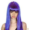 Premium Long Straight Wig with Fringe - Blue, 70cm