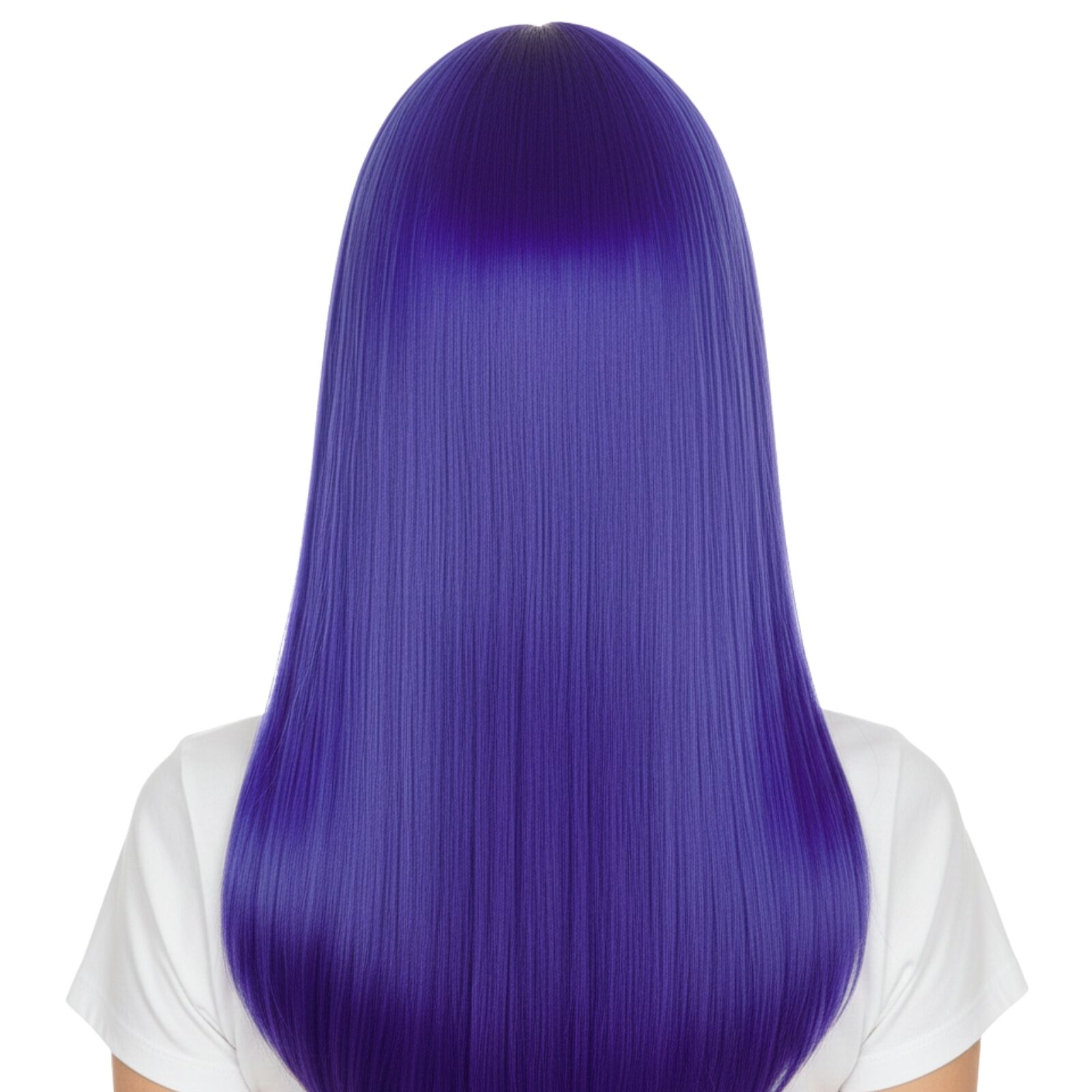 Premium Long Straight Wig with Fringe - Blue, 70cm