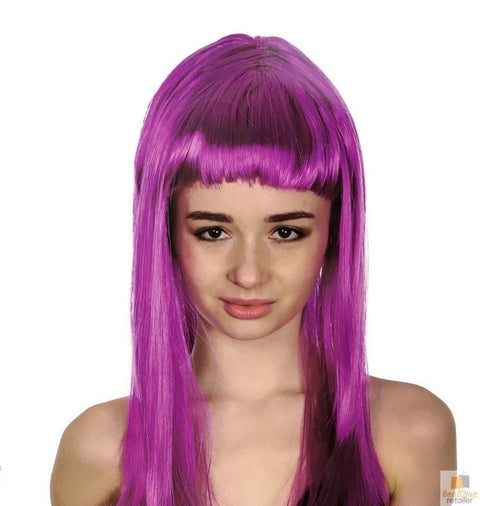 Premium Long Straight Wig with Fringe - Fuchsia, 70cm