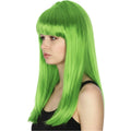 Premium Long Straight Wig with Fringe - Green, 70cm
