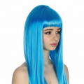 LONG WIG Straight Party Hair Costume Fringe Cosplay Fancy Dress 70cm Womens - Light Blue (22459) - SuperSaverAU - view 3