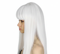 Premium Long Straight Wig with Fringe - White, 70cm