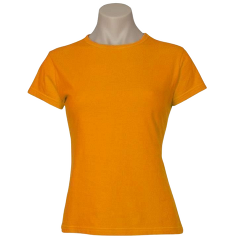 Premium Women's Orange 100% Cotton Plain Crew Neck T-Shirt Size 10