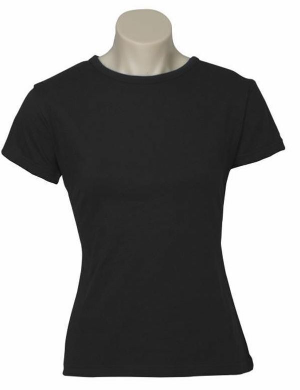 Premium Women's Black 100% Cotton Plain Crew Neck T-Shirt Size 12