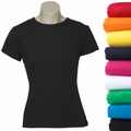 Premium Women's Black 100% Cotton Plain Crew Neck T-Shirt Size 14