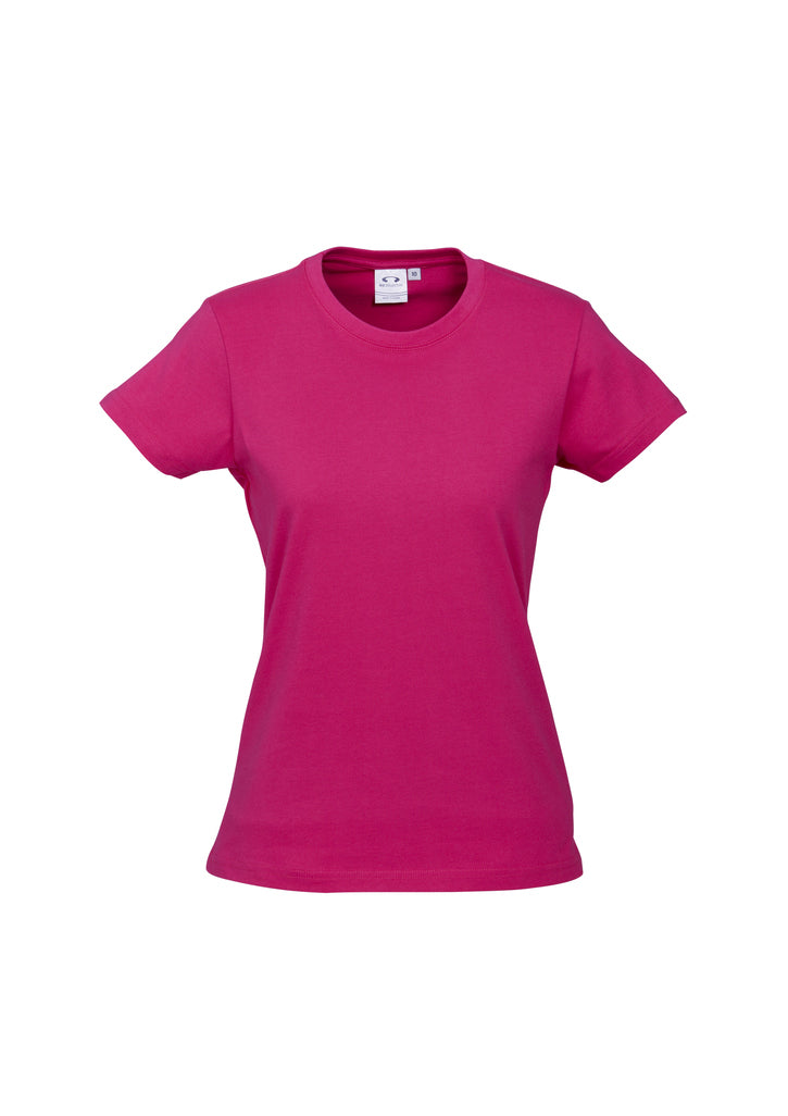 Premium Women's Magenta Pink 100% Cotton Plain Crew Neck T-Shirt Size 16