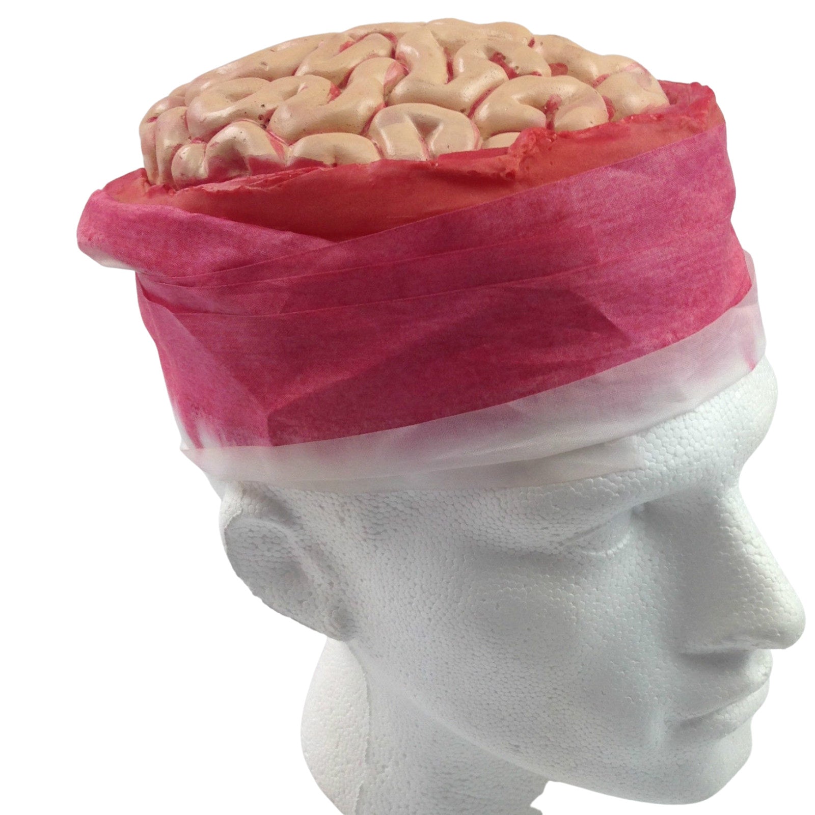 Premium Zombie Brain Skull Cap with Bandage - Latex