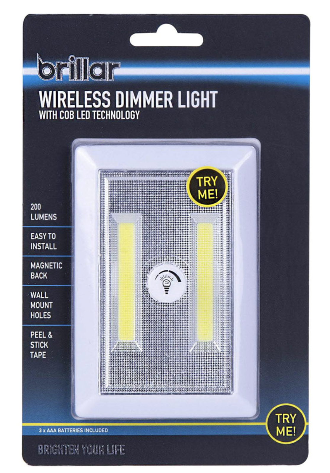 Brillar Wireless COB LED Dimmer Light with Magnetic Back - White
