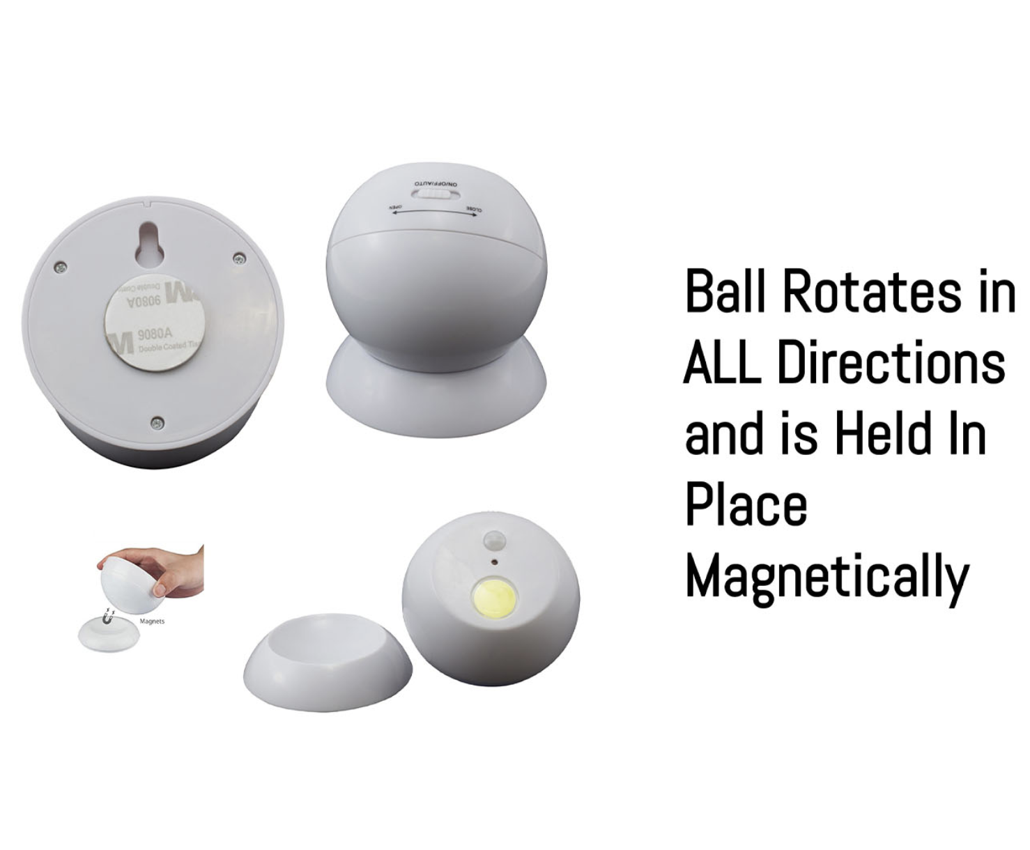 Brillar Motion Activated Swivel Ball Light with Magnetic Base - White