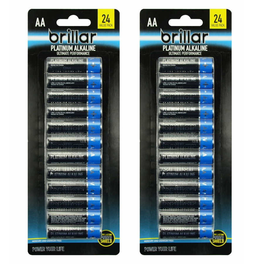Brillar AA Platinum Alkaline Batteries 24 Pack - 2 Packs