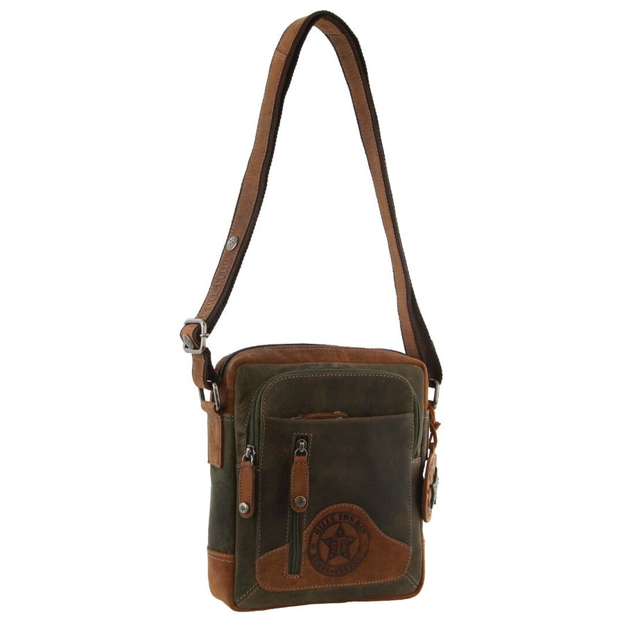 Billy The Kid Olive Leather Crossbody Shoulder Bag