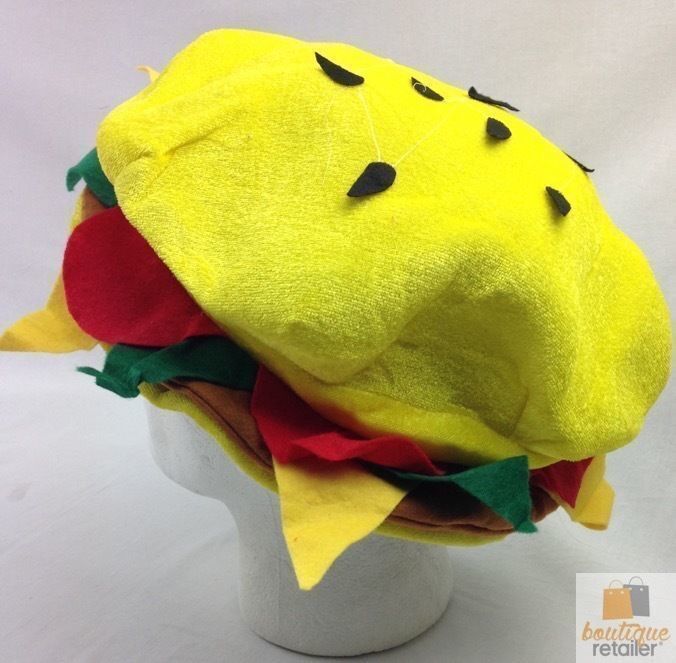 Premium Burger Hat Novelty Costume Cap