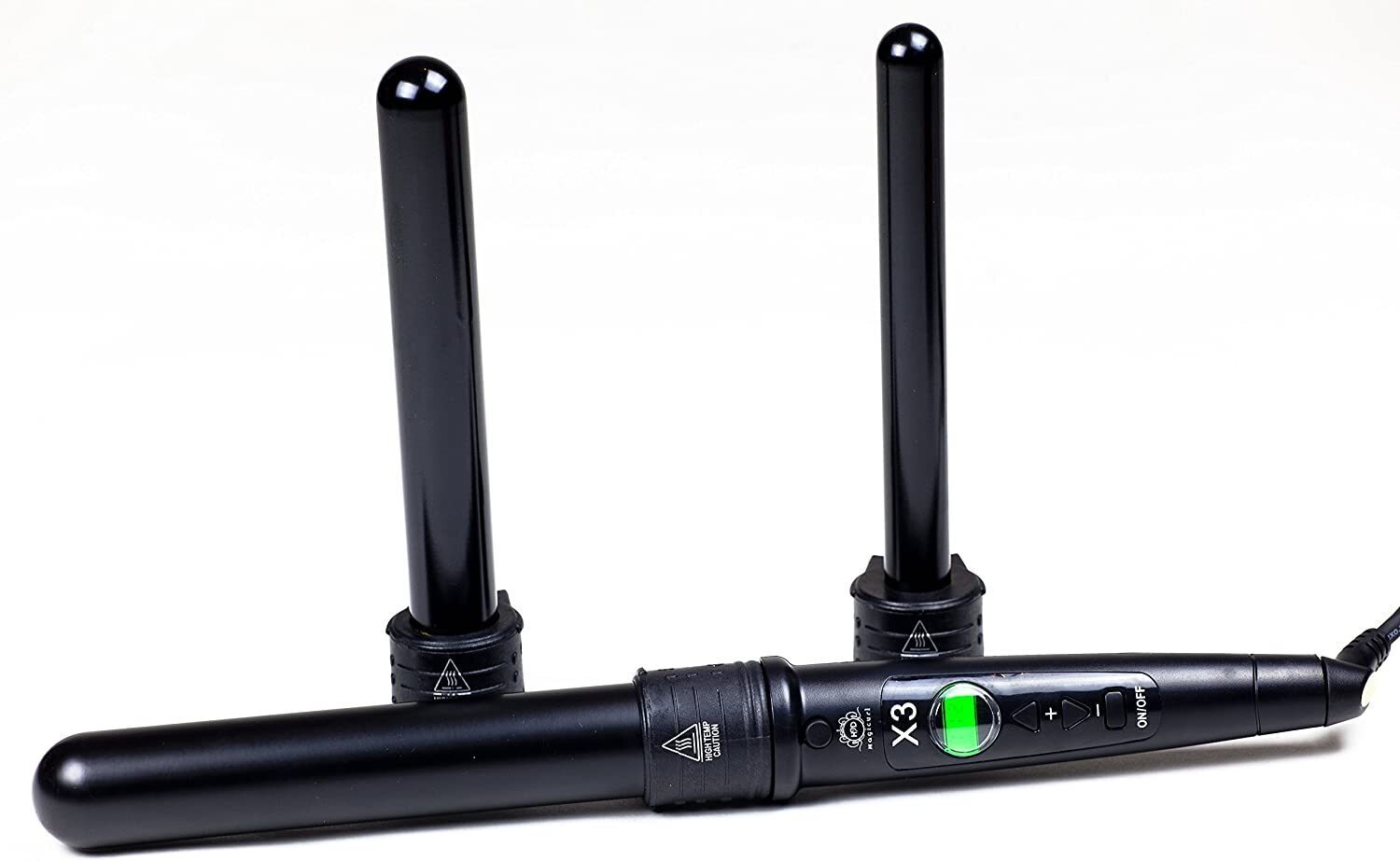 H2D X3 Black Ceramic Curling Wand with 3 Interchangeable Barrels