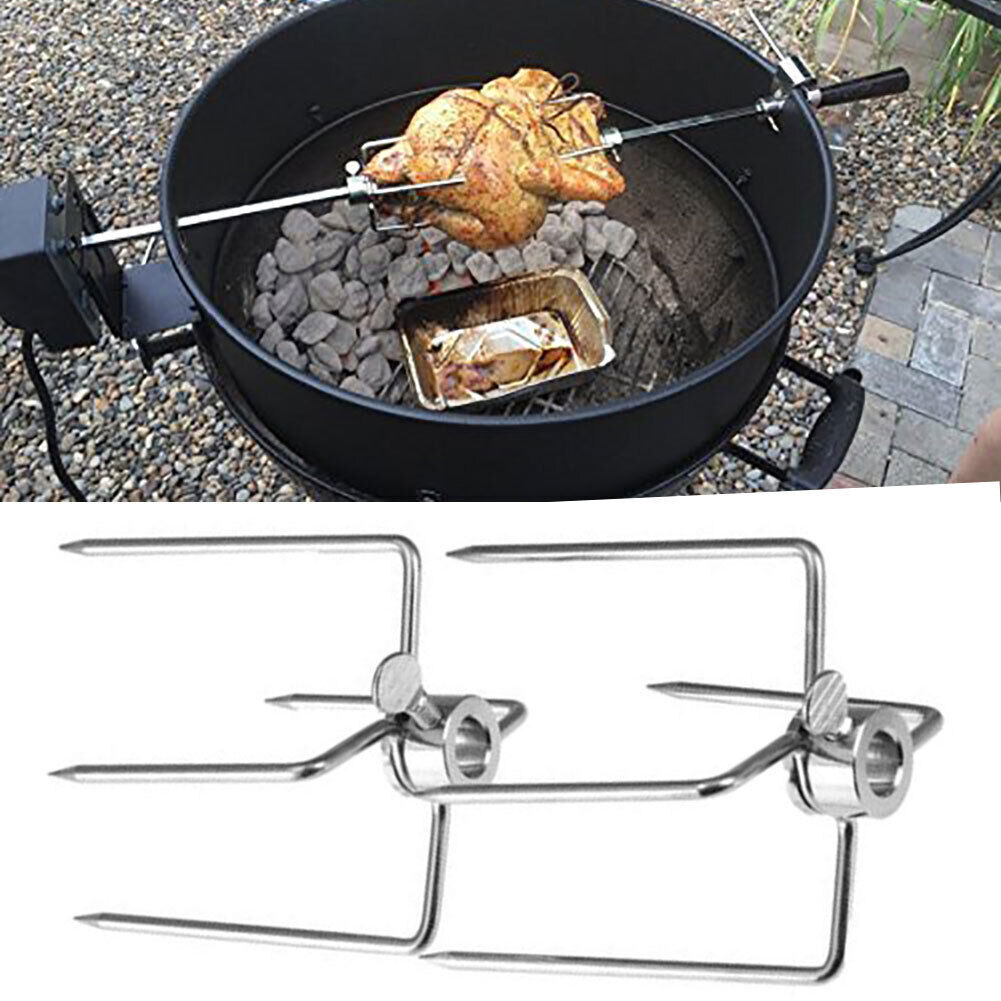 Premium Stainless Steel Rotisserie Spit Forks for Gyro & BBQ - 2 Pack
