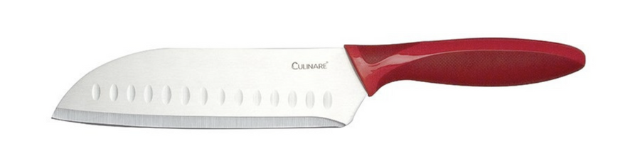 Culinare Santoku Knife with Japanese Stainless Steel Blade - Red, 17.5cm