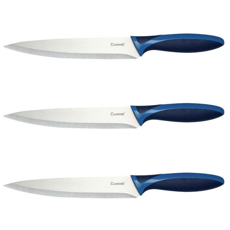 Culinare Carving Knife Set with Stainless Steel Blades - Blue, 3 Pack