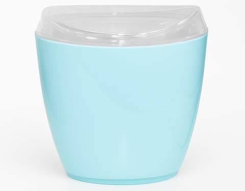 Premium Oval Swing Top Acrylic Waste Bin – Blue