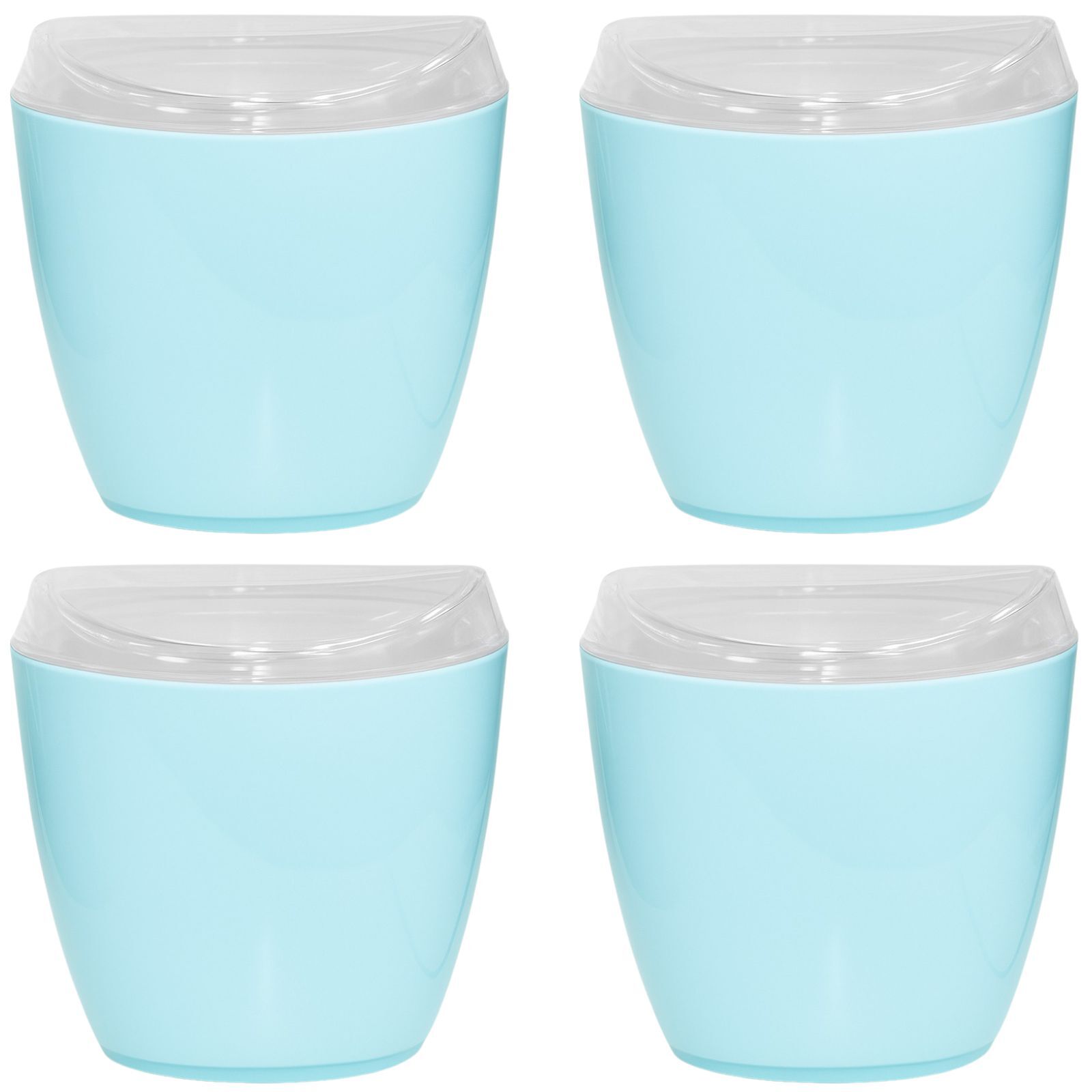 Oval Swing Top Waste Bin 4x Acrylic Lightweight Compact Bathroom Office Blue - SuperSaverAU - view 1